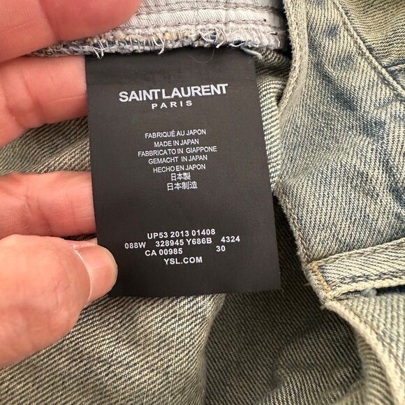 Saint Laurent D02 M/SK-LW Distress Straight Leg Mid Rise Jeans Light Blue Sz 30 - Picture 12 of 14